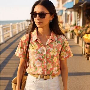 Jones New York Sport PETITE Floral Camp Shirt
